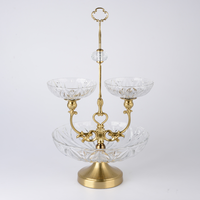 Présentoir à gâteaux et desserts 3 étages en verre doré de style européen pour fêtes d'anniversaire, service de desserts, décoration de table de mariage et cadeau