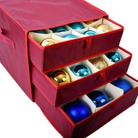 Rouge Vert Carré Polyester Bacs De Rangement Pliable Ornement De Noël Ampoule Boîtes De Rangement Imprimé Vêtements Tiroirs De Rangement