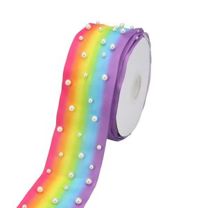 Midi Grosgrain ริบบิ้น3 "7.5ซม.,ริบบิ้นผูกผมแพรต่วนพิมพ์ลายถ่ายเทความร้อนพร้อมที่ตั้งไข่มุก - Product Image 3