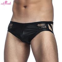 Nouvelle conception, sous-vêtements sexy pour homme en dentelle rouge vinyle, culotte sexy