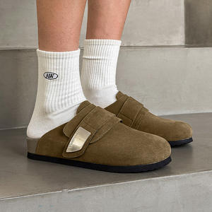 Sabots de Vente en Gros en Cuir Véritable, Daim de Vache, Semelle en Liège avec Soutien de Voûte Plantaire en EVA, Chaussures Mule Personnalisées pour Hommes et Femmes, Type <span class=keywords><strong>Birkenstock</strong></span> - Product Image 4