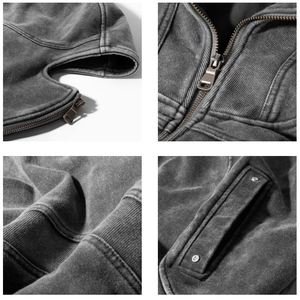 TKAN217D Custom Silk screen Printed Men's High Quality Cotton zipper <b>cardigan</b> design <b>Long</b> zipper eye-exposing <b>Hoodie</b> - Product Image 3