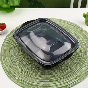 Conteneur alimentaire jetable, boîte à emporter jetable, boîte à lunch bento à 2 compartiments, anti-fuite - Product Image 1