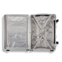 Valise de voyage en PP avec cadre en aluminium et logo personnalisé, port de chargement USB, 8 roues pivotantes, serrure TSA, barre de traction en alliage d'aluminium