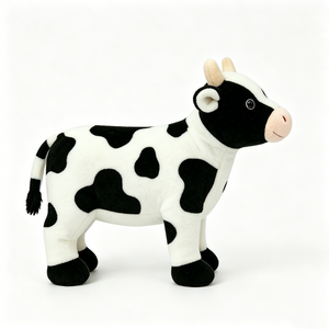 Peluche de vaca blanca y negra personalizado, animal de peluche de vaca lechera con manchas, peluche suave de vaca de granja, muñeco de vaca realista de pie. - Product Image 4