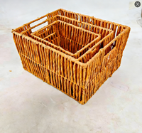 Panier de rangement rectangulaire en corde de papier tressée, style moderne, écologique, avec poignées, haute qualité, multifonctionnel, couleur personnalisable, pour la maison