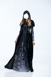 <span class=keywords><strong>Femme</strong></span> <span class=keywords><strong>Halloween</strong></span> <span class=keywords><strong>Femme</strong></span> Mort Sorcière Robe Adulte Mascarade Noir Cape Horreur <span class=keywords><strong>Squelette</strong></span> Vampire Cosplay Cape pour Bar Ds Costume - Product Image 3