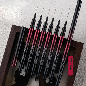 Kit de pinceaux à ongles professionnels à manche métallique pour marque privée – Pinceaux à rayures extra longs en nylon, à pointe fine pour détails, gel et manucure française - Product Image 2