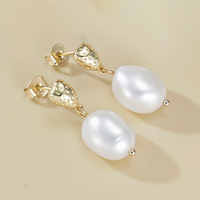 Boucles d'oreilles clous en argent sterling S925 hypoallergéniques, style vintage français, avec perles baroques naturelles d'eau douce