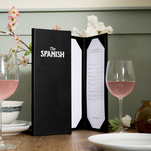 Porte-menu en cuir pour restaurant, ouverture centrale, style 3 vues, pour restaurants, hôtels, bars - Product Image 5
