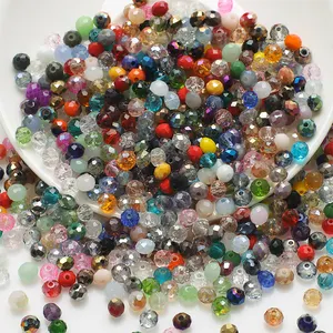 Zhubi Wholesale 4 6 8MM Mix Crystal Rondelle Beads for Bracelets DIY Multi Colors Loose Round Glass Beads For Jewelry Making