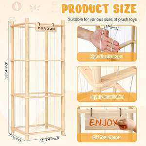 Organisateur de rangement <span class=keywords><strong>pour</strong></span> peluches en bois à un seul niveau, support multifonctionnel <span class=keywords><strong>pour</strong></span> jouets de cuisine - Product Image 2