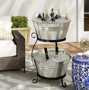Galvanized Double Beverage Tub Home Bar Restaurant Wedding Hotel <b>Room</b> New Year Party Events Wine Bucket Chiller Ice Beverage Tub - Product Image 2