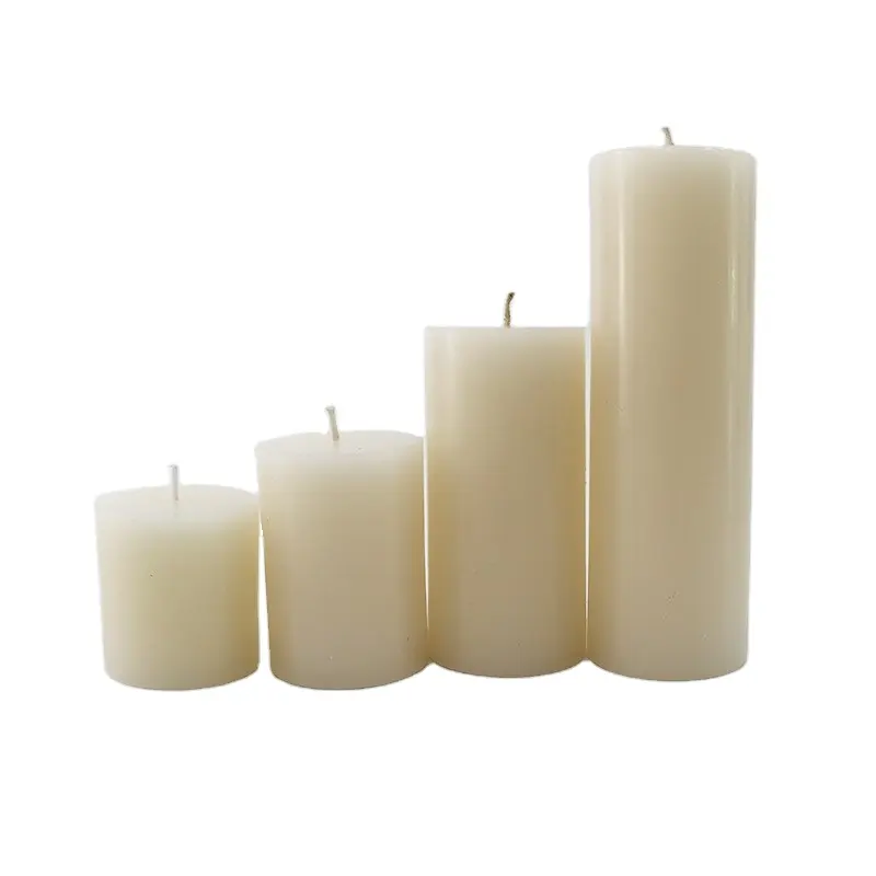 Pure Paraffin Wax Custom Brand Label Scented Thick White Color Pillar Candles To Improve Personal Seep Quality