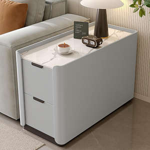 Modern Light Luxury Solid Wood Narrow Sofa Side Cabinet 30cm High End Minimalist Space Saving Multicolor Bedroom <b>Nightstand</b> 2 - Product Image 4