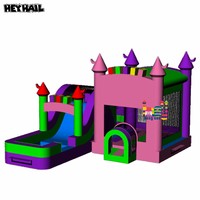 Château gonflable commercial arc-en-ciel avec toboggan, structure de jeu gonflable extérieure pour enfants, idéal pour les événements