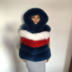 High Quality Women Winter Soft Warm Real fox Fur Vest <strong>Ladies</strong> fox Fur <strong>Gilet</strong> <strong>with</strong> <strong>Hood</strong> - Product Image 4