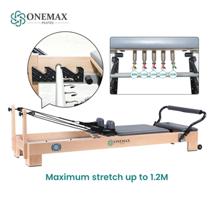 Reformer de Pilates ONEMAX de Madera de Arce Sólido, Carga Máxima de 200 kg, <span class=keywords><strong>Base</strong></span> Antideslizante de Alta Fricción, Silencioso, con Accesorios Completos, Cama de Pilates de Madera - Product Image 3