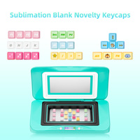 New Sublimation Blanks Keyboard Fidget Keychain DIY Keycap Stress Relief Decompression Button Finger Clicker for Office Gift