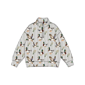 เสื้อเด็กผู้ชายลายเป็ดพิมพ์ลายทาง แขนยาว ซิปครึ่งตัว คอตั้ง สไตล์ลำลอง - Product Image 4