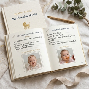 Journal de bébé personnalisé pour les premiers cinq ans avec emplacements pour photos, pour un suivi professionnel des étapes importantes et des souvenirs de la petite enfance - Product Image 2