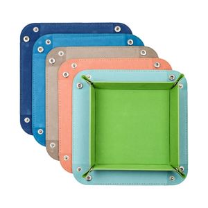 Boîte de rangement pliable minimaliste en cuir velours à 4 angles pour papeterie et jouets, format moyen, fabriquée en Chine - Product Image 1