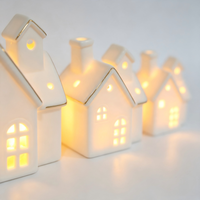Ensembles de maisons de village de Noël blanches en porcelaine avec éclairage LED pour la décoration de la maison et du salon, cadeau de fêtes