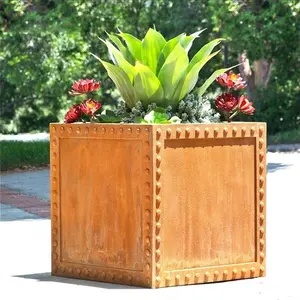 Outdoor indoor home garden house plant pots antirust corten steel balcony planter for gazebo ornamental flower pot