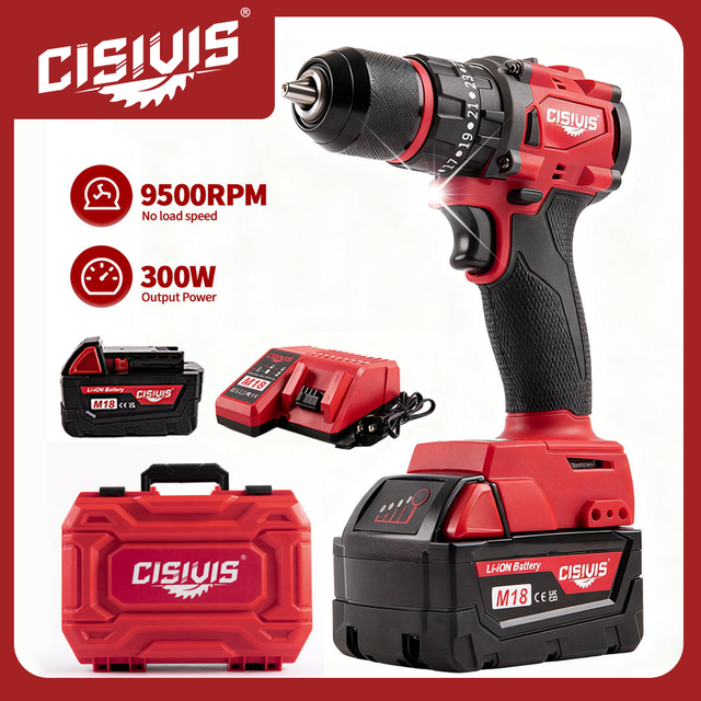 Cisivis Brushless Cordless Impact Drill Set Variable Speed Cordless Drill Compatible with M18 Milwaukee Lithium Battery