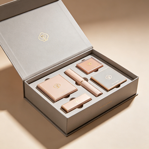 Custom Magnetic Closure Rigid Box Luxury Gold Foil Stamping Cosmetic Packaging for Lipstick & Eyeshadow & Blush - Product Image 1