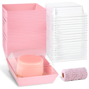 Caja de Embalaje para Charcutería al por Mayor con Ventana, Caja Rosa para Tiramisú, <span class=keywords><strong>Donuts</strong></span>, Postres, Mousse y Pasteles con Tapa Transparente, Caja para Entrega de Pasteles - Product Image 1
