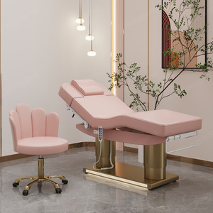 Camilla de Masaje Facial Eléctrica de Lujo en Cuero Rosa, Base de Acero Inoxidable de Doble Cilindro, Camilla de Belleza con Calefacción para Salón de <span class=keywords><strong>Masajes</strong></span> - Product Image 3