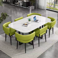 Ensemble de salle à manger rectangulaire en ardoise, style moderne et minimaliste, table et chaises de luxe léger pour petite maison