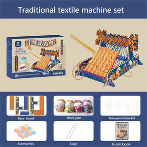 Máquina de tejer antigua tradicional al por mayor, juego hecho a mano, juguetes del patrimonio cultural inmaterial DIY, arte educativo artesanal para niños - Product Image 6