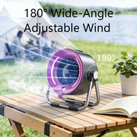 Ventilateur de bureau rechargeable avec brumisateur et écran numérique, pulvérisation rafraîchissante, réservoir d'eau de 180 ml, utilisation suspendue ou sur pied, batterie 4000 mAh