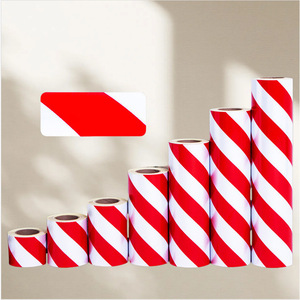 Self Adhesive Safety Warning Tape 25m Red White Stripes Osha Compliant For Toll Booths Gas Stations - Product Image 1