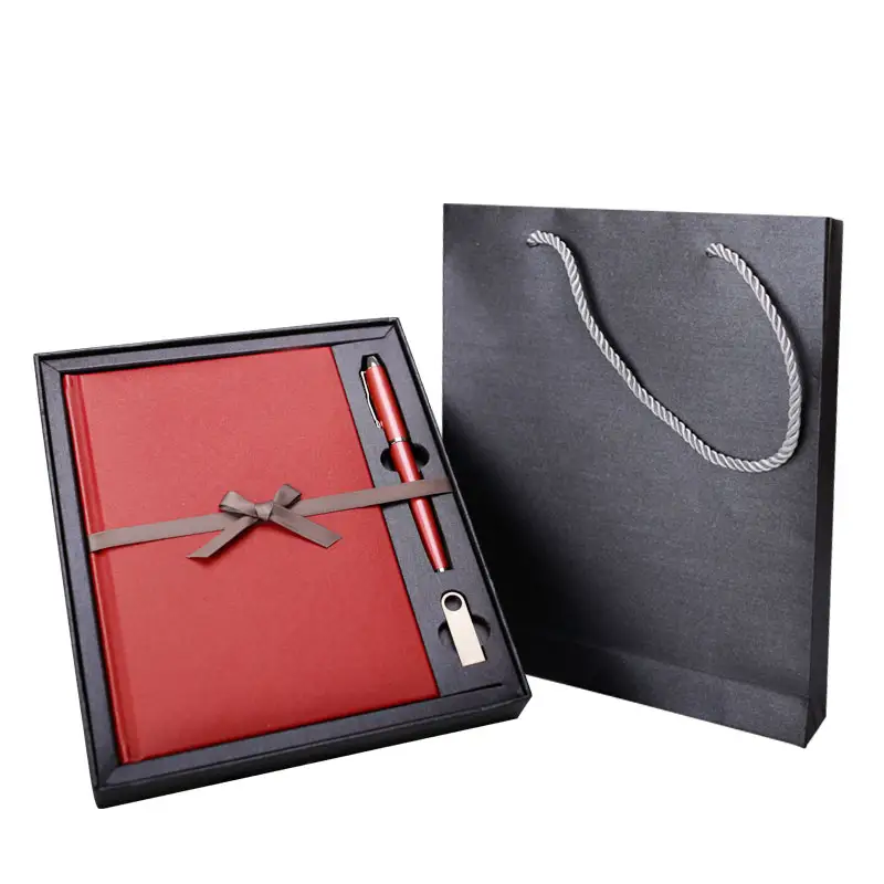 Custom A5 Black Notebook Cadeauset Dagboek Papier Softcover Logo Notebook Cadeauset