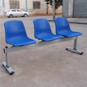 Silla de plástico de acero azul de 3 asientos para sala de espera estación escolar aeropuerto - Product Image 3