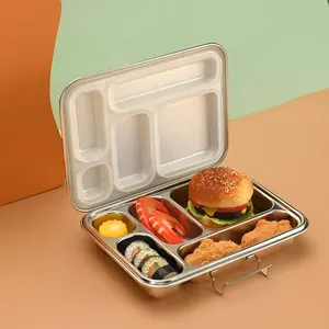 Aohea compartimento de design selado, recipiente para alimentos de alta capacidade, à prova de vazamento, de aço inoxidável, caixa de almoço com talheres