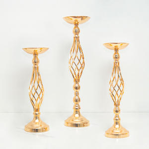 Adornos <span class=keywords><strong>para</strong></span> Mesa de Boda Estilo Chino, Portavelas de Hierro Dorado, Decoración de <span class=keywords><strong>Camino</strong></span> de Mesa con Diseño de Flores - Product Image 4