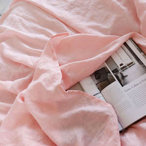 Nedeins — parure <span class=keywords><strong>de</strong></span> lit en lin, style romantique, couleur rose cerise, doux, 100% pur, 1 drap-<span class=keywords><strong>housse</strong></span>, 2 taies d'oreiller, 1 <span class=keywords><strong>housse</strong></span> <span class=keywords><strong>de</strong></span> <span class=keywords><strong>couette</strong></span>, 4 pièces - Product Image 2