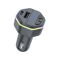 Adaptateur de chargeur de téléphone avec écran numérique G44/lumière LED colorée pour station de charge PD/USB, chargeur de voiture sans fil, appels mains libres