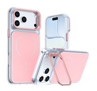Nouvelle coque de téléphone magnétique transparente avec béquille pour appareil photo, protection intégrale antichoc à 360° en acrylique pour iPhone 17 Pro Max