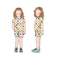 Nieuwe Producten Zomer Geruit T-Shirt En Shorts Casual 2Pc Set Kids Dagelijkse Kleding Baby Meisjes Kleding Sets