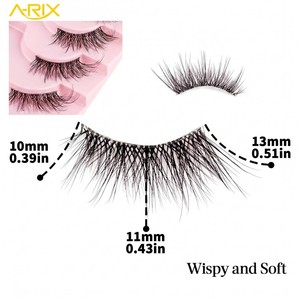A-RIX 3D Effect Volume Half Strip <b>Eyelashes</b> Handmade Faux Mink False Lashes Black Cotton Band Reusable Natural & Cat Style - Product Image 5