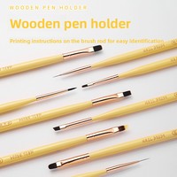 Nouvel ensemble de nail art de luxe avec manche en bois et longue tige, en nylon, style japonais, pour peinture au gel UV, dessin de lignes, dégradé et liner carré