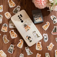 46 pièces par paquet bonjour chat créatif rétro animal en boîte autocollants dessin animé mignon main compte bricolage laitier autocollants décoratifs