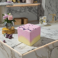 Bombe de bain carrée naturelle avec logo personnalisé, luxe, relaxante, parfum intense, 50g