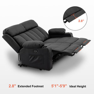 Canapé-lit inclinable électrique avec chauffage et massage, porte-gobelets, port de charge USB, design moderne en similicuir, cadre en métal - Product Image 3