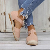 Chaussures de pêcheur pour femmes 2023 nouvelle mode à semelles plates élastique paille tricoté pêcheur sandale sandales pour femmes